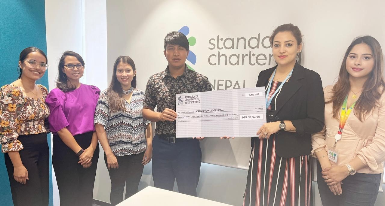 Standard Chartered donates Rs 3 million to Open Knowledge Nepal Nepal